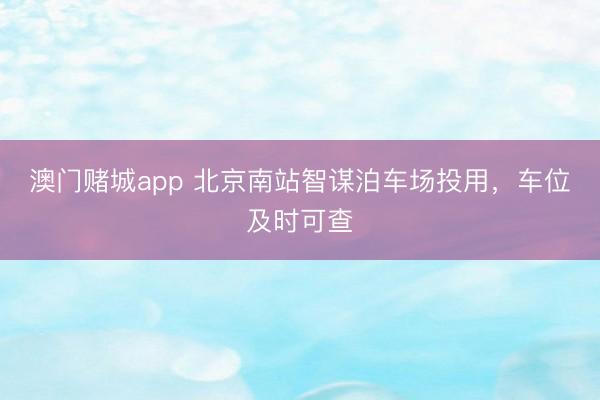 澳门赌城app 北京南站智谋泊车场投用，车位及时可查