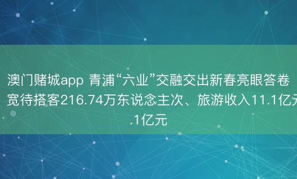 澳门赌城app 青浦“六业”交融交出新春亮眼答卷：宽待搭客216.74万东说念主次、旅游收入11.1亿元