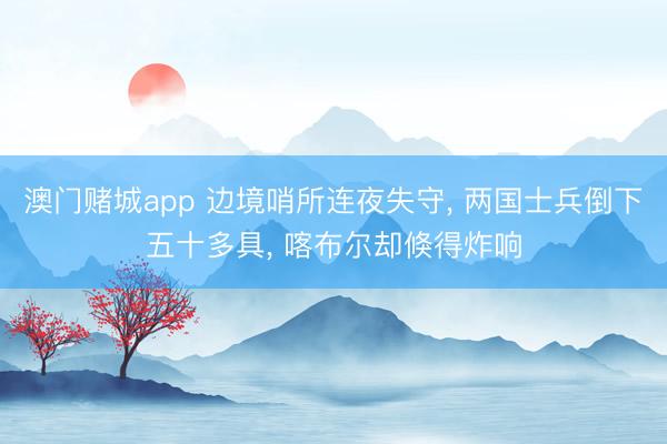 澳门赌城app 边境哨所连夜失守, 两国士兵倒下五十多具, 喀布尔却倏得炸响