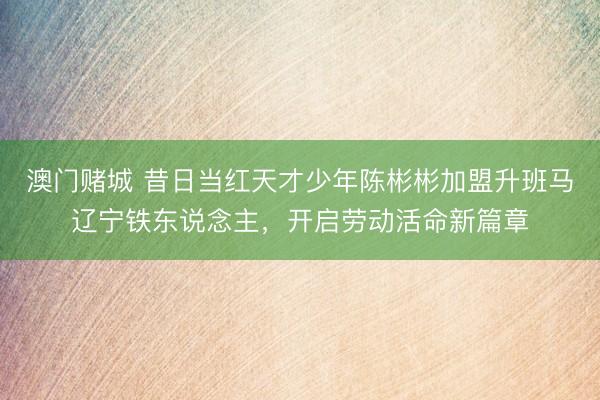 澳门赌城 昔日当红天才少年陈彬彬加盟升班马辽宁铁东说念主，开启劳动活命新篇章